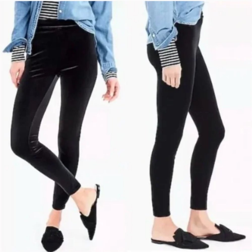 J. Crew Black Velvet Leggings - Picture 1 of 6